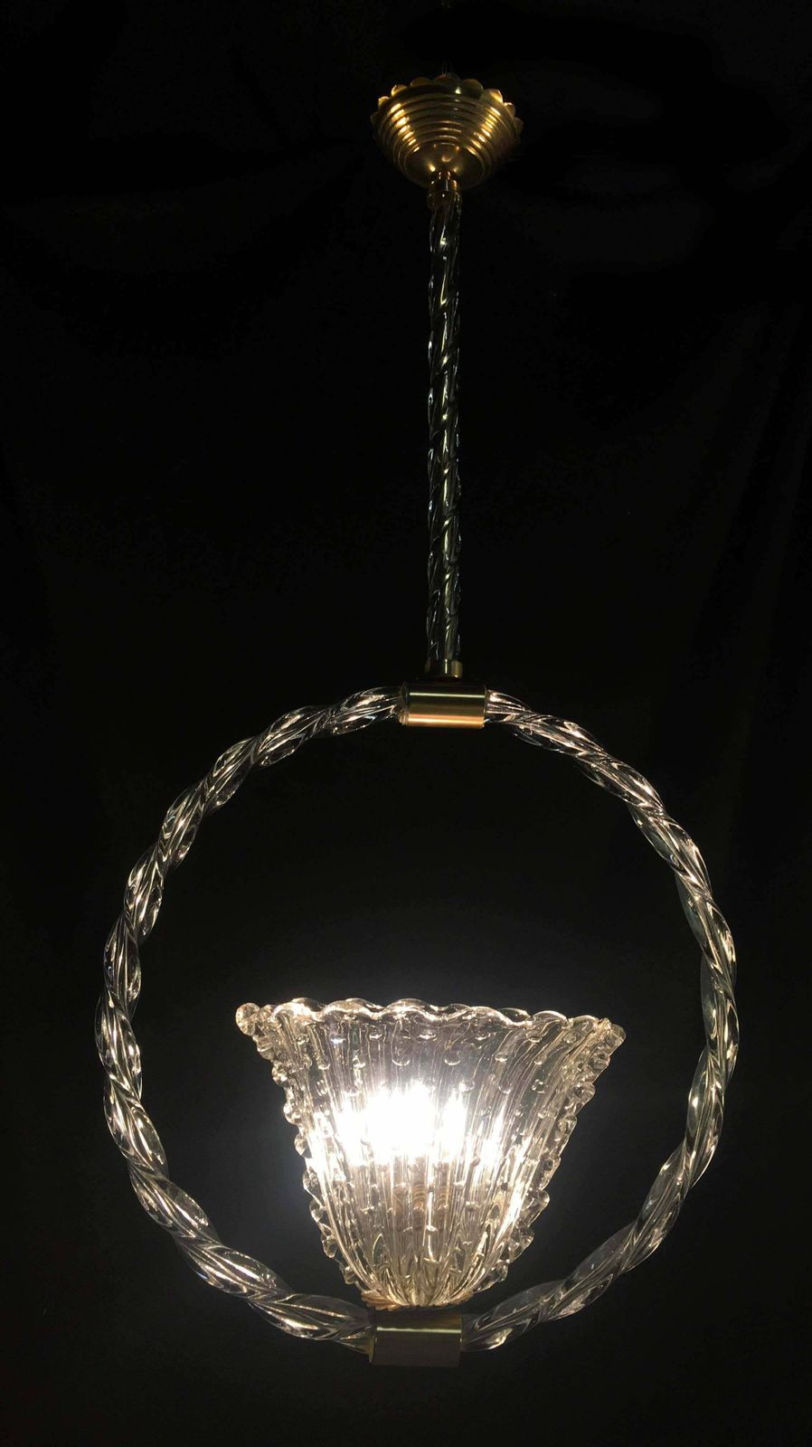 Lighting Charming Bubble Glass Pendant By Barovier And Toso  Murano  1940s photo