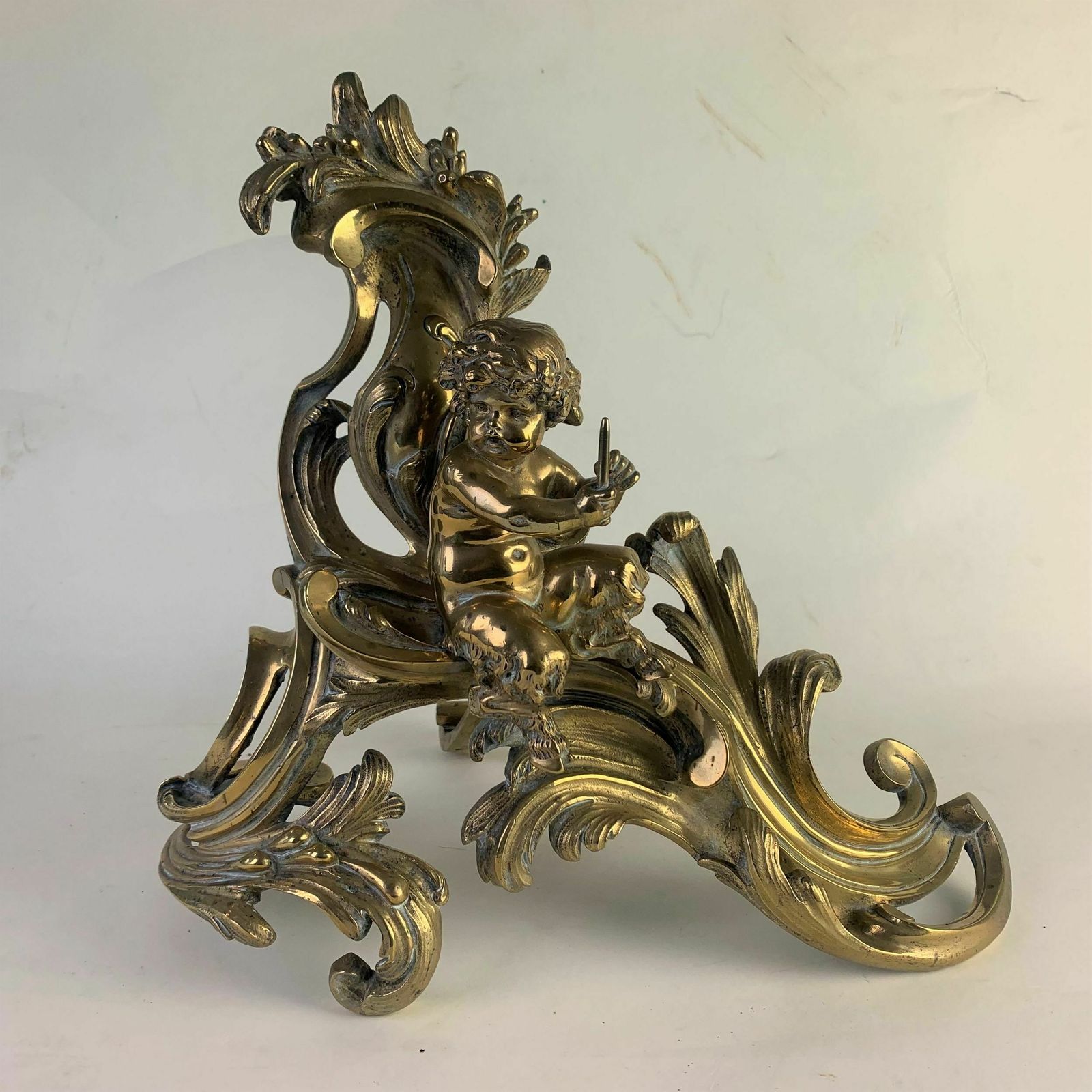 Fine Pair Of Gilded Brass Chenets/Fire Dogs photo buy