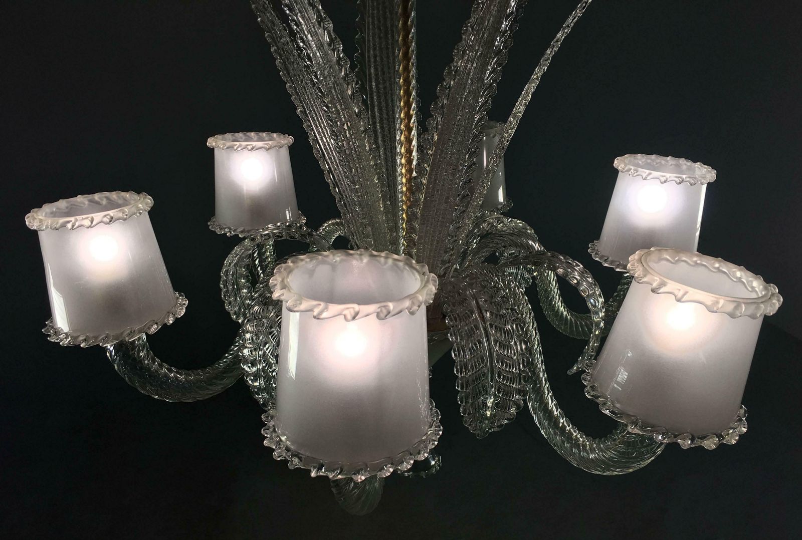 photo vintage Chandelier By Barovier & Toso, Murano, 1940s