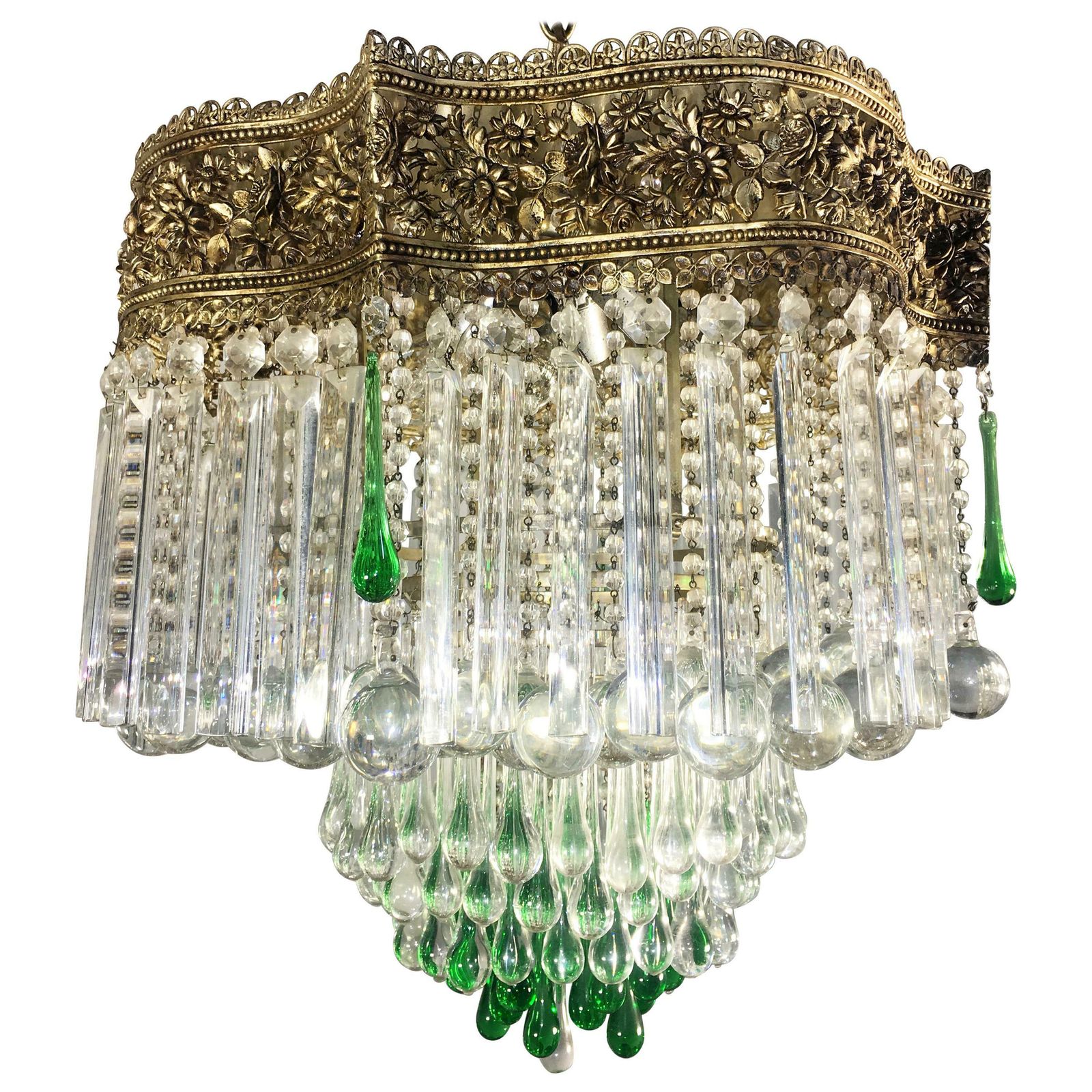 Amazing Italian Chandelier Royal Crown Murano 1950s photo furniture