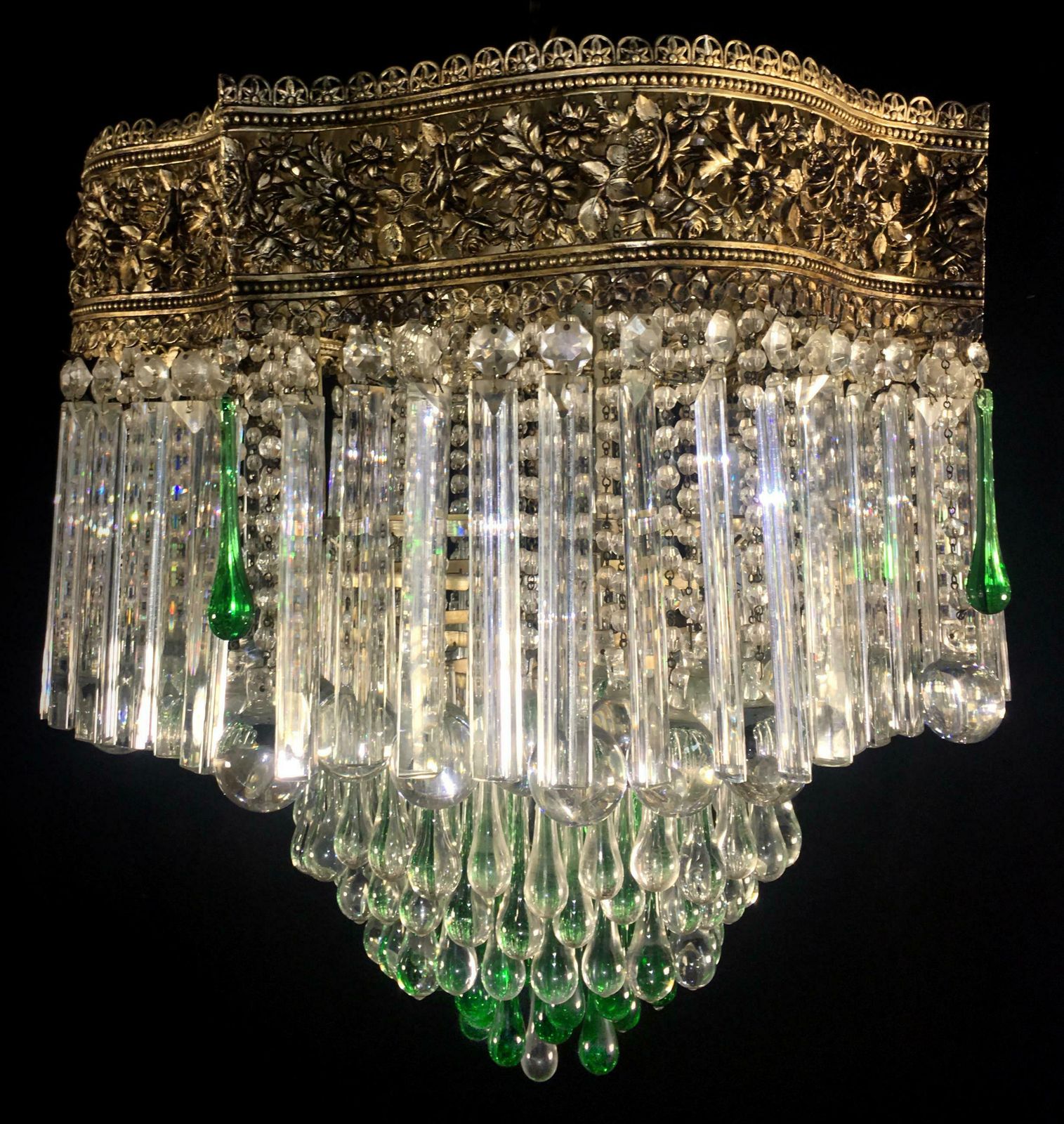 Amazing Italian Chandelier Royal Crown Murano 1950s photo for sale