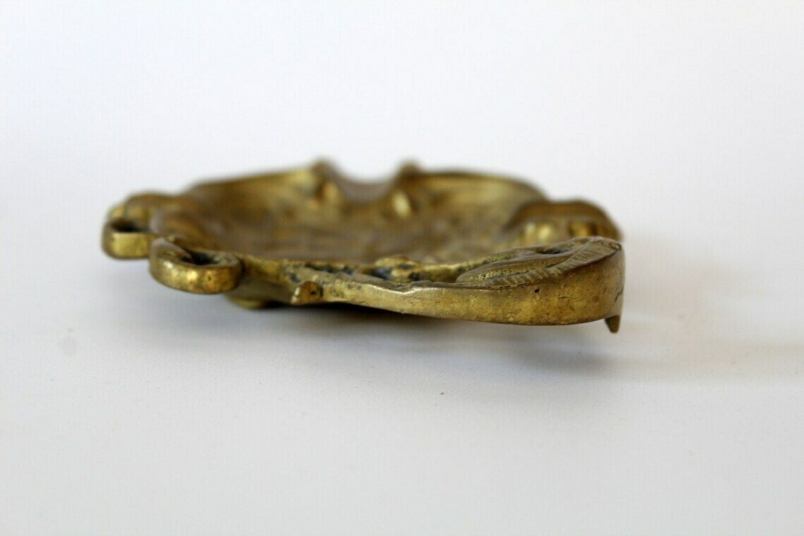 Antique Bronze Ashtray, Trinket Dish, Embossed Dragon, Gryphon Griffin Griffon, Pin Dish, Trinket Dish Vide Poche Coin Dish, Signed photo buy