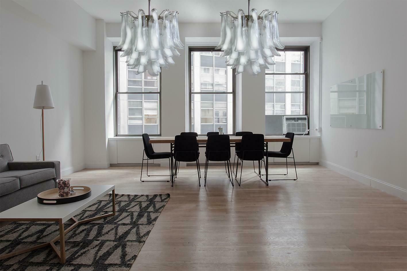 Set Of Four Italian 41 White Petal Murano Chandeliers, Mazzega Style photo 5330.0