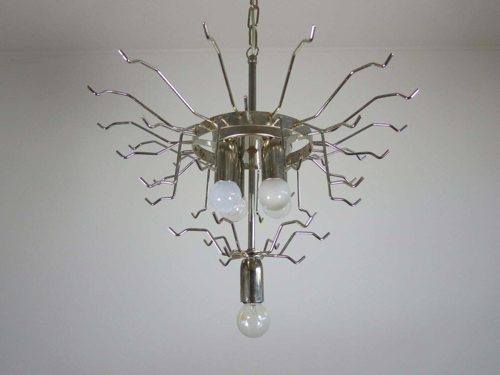 5330.0 Set Of Four Italian 41 White Petal Murano Chandeliers, Mazzega Style photo