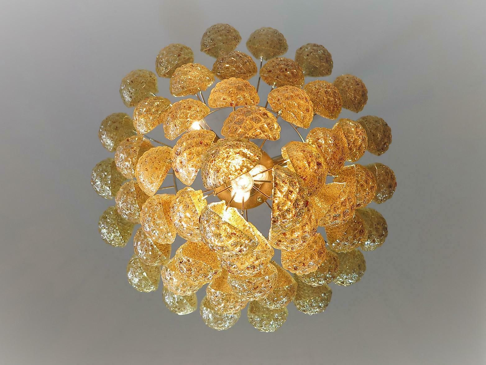 Pair Of Italian Amber Crystal Chandelier, Murano photo 4039.0
