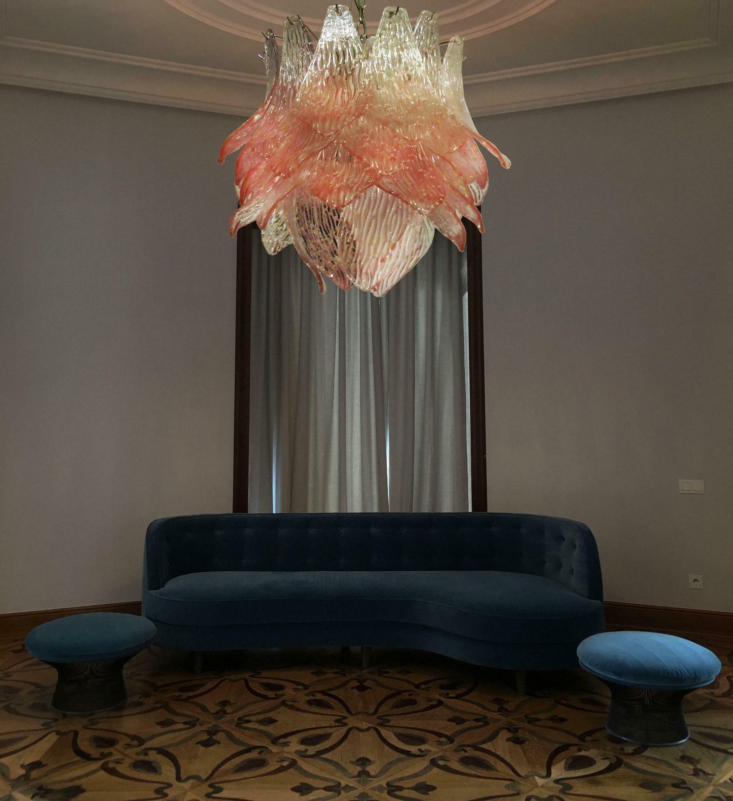 Pair Of Italian Murano Chandeliers Pink Glasses photo 2746.0