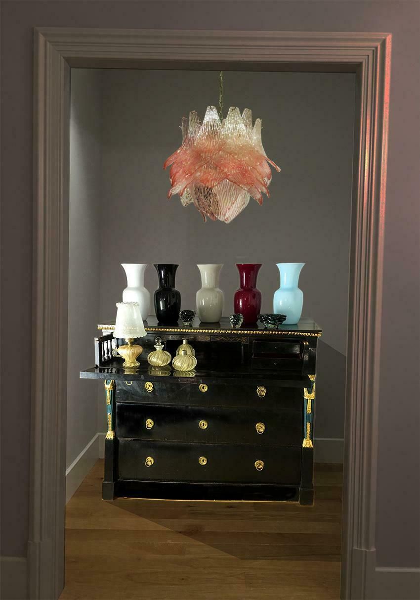 photo furniture Pair Of Italian Murano Chandeliers Pink Glasses