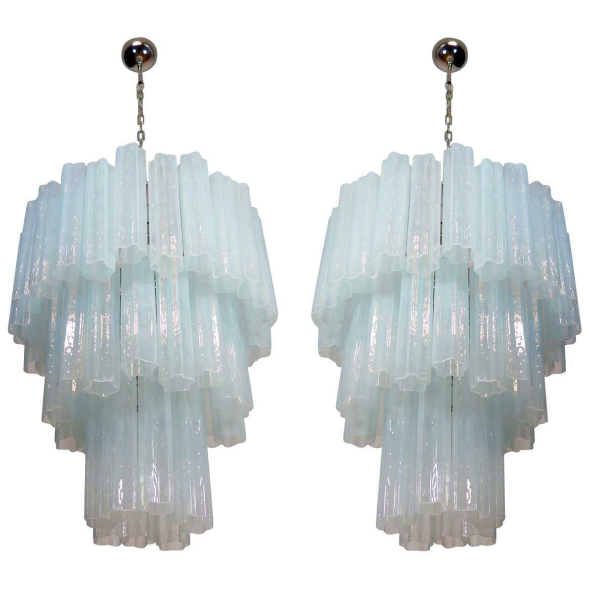 photo for sale Pair Of 48 Tronchi Chandeliers In Toni Zuccheri Style For Venini, Murano