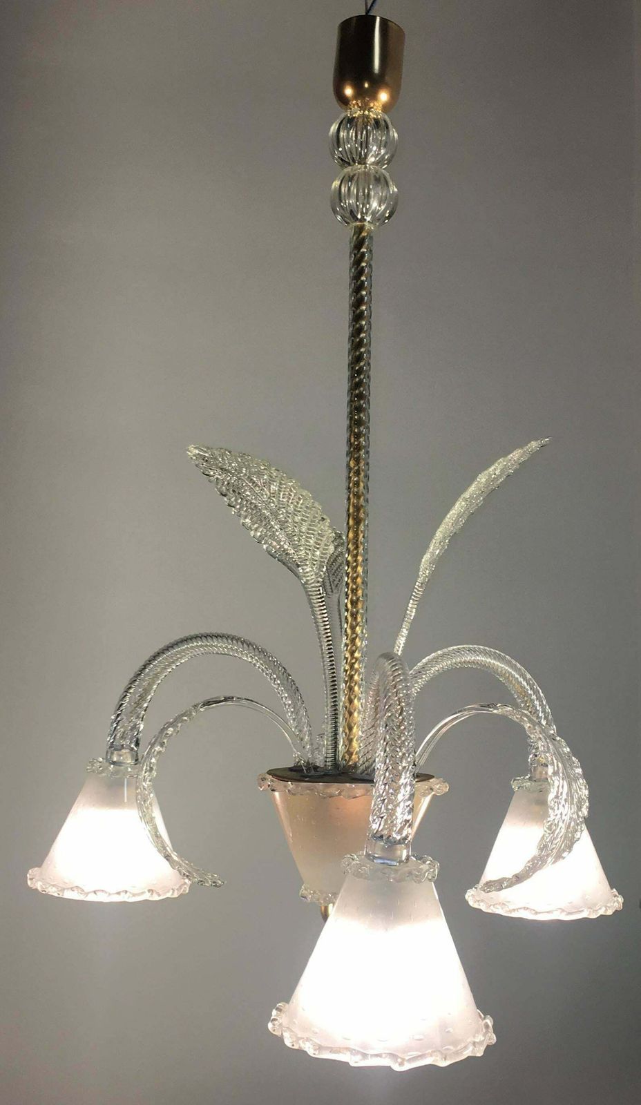 Chandelier By Barovier & Toso, Murano, 1940s photo vintage