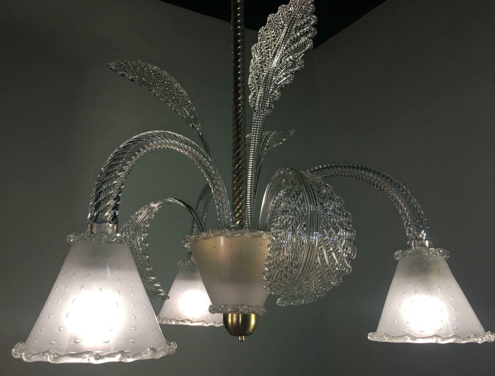photo vintage Chandelier By Barovier & Toso, Murano, 1940s