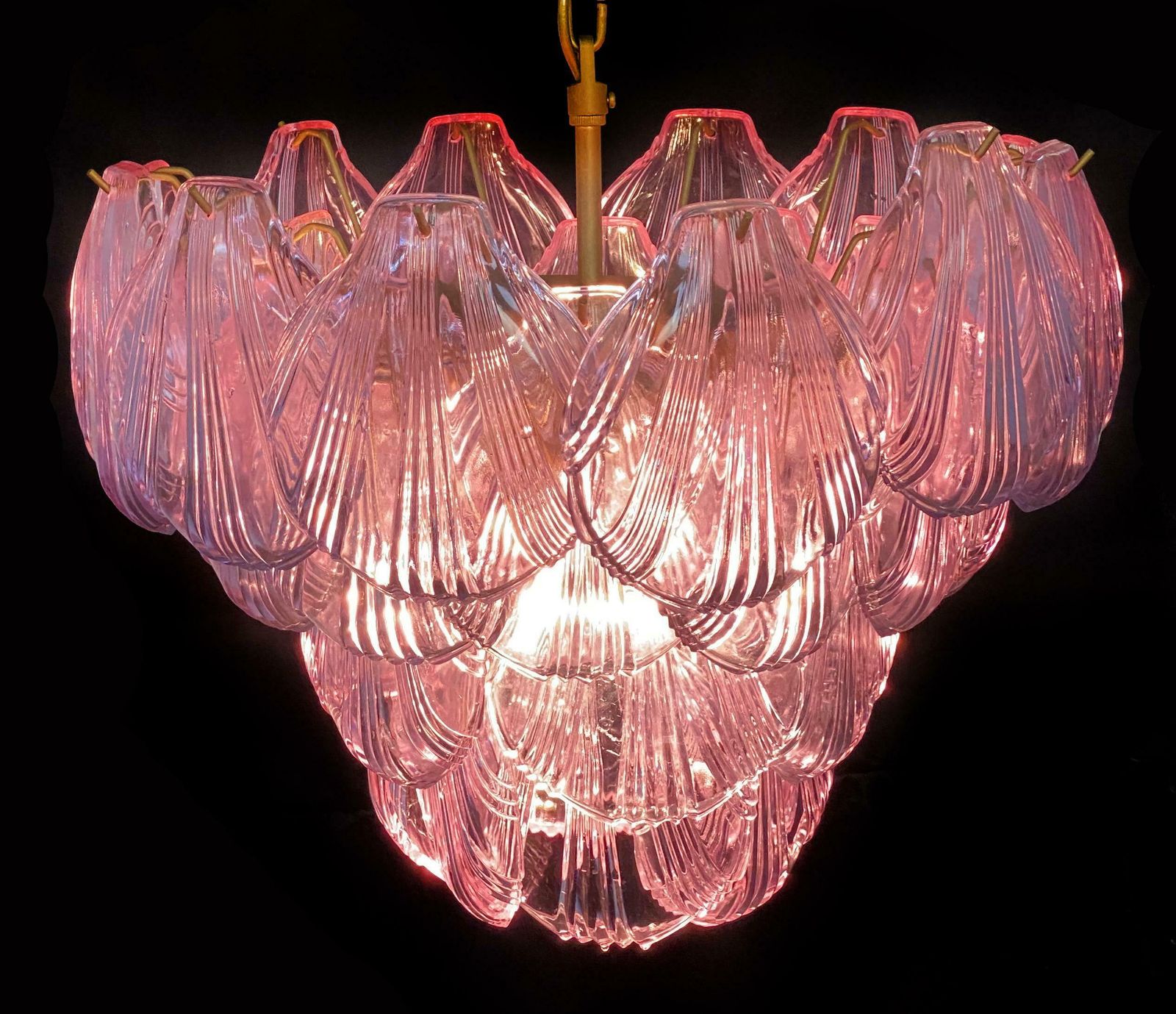 Pair Of Italian Pink Shell Chandeliers, Murano photo 3635.0