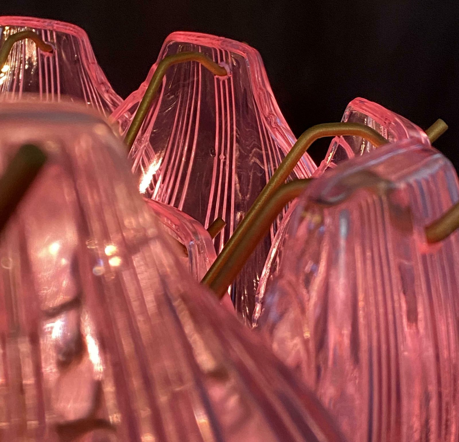 Lighting Pair Of Italian Pink Shell Chandeliers, Murano photo