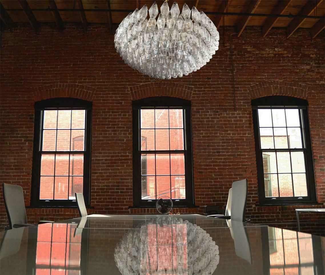 Pair Of Poliedri Chandeliers, Murano photo Lighting