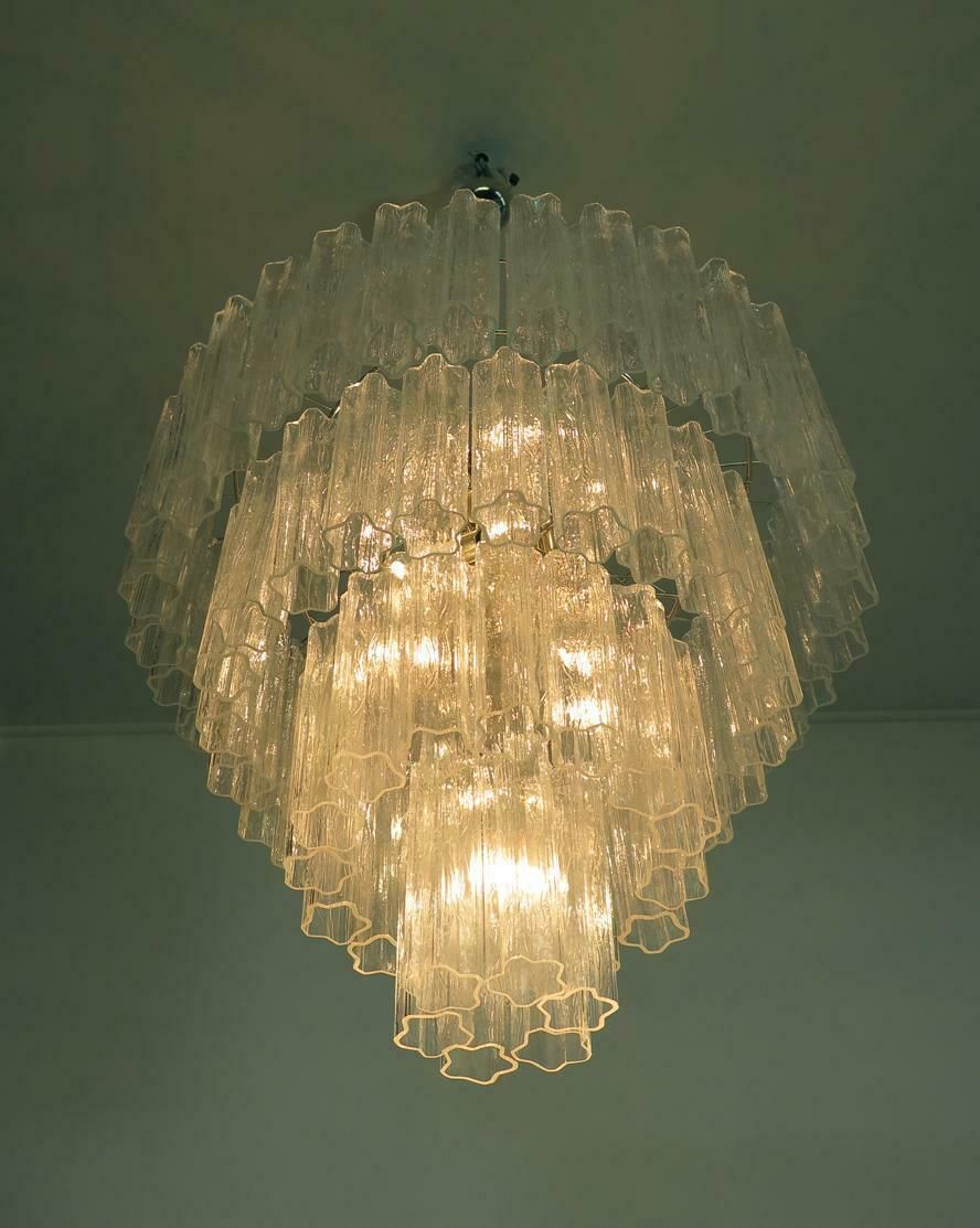 Italian Murano Glass Chandelier, 78 Tronchi, Tony Zuccheri Style photo vintage