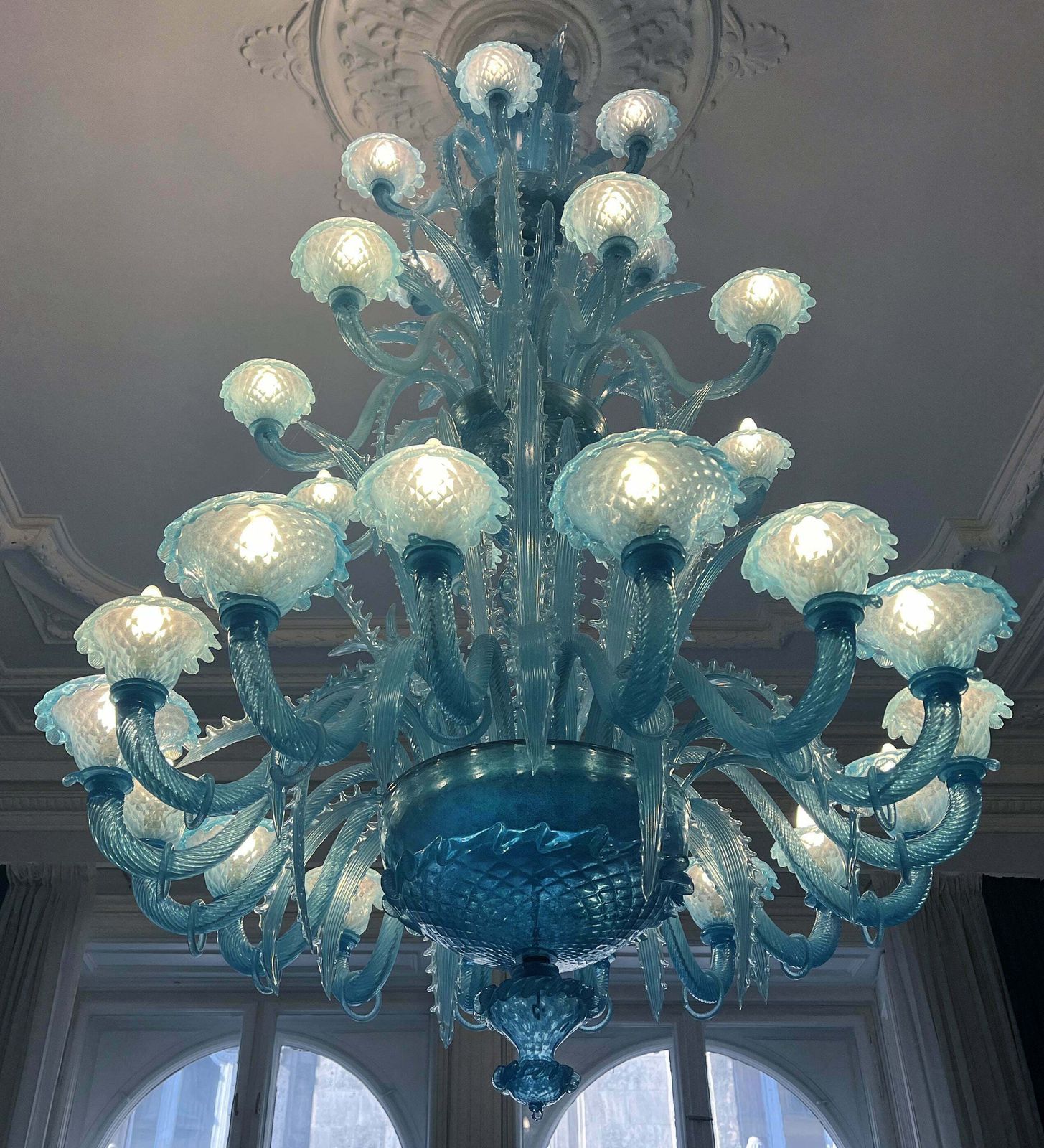 Late 20th Century Murano Glass Italian "Queen Turquoise" Chandelier, 1980s