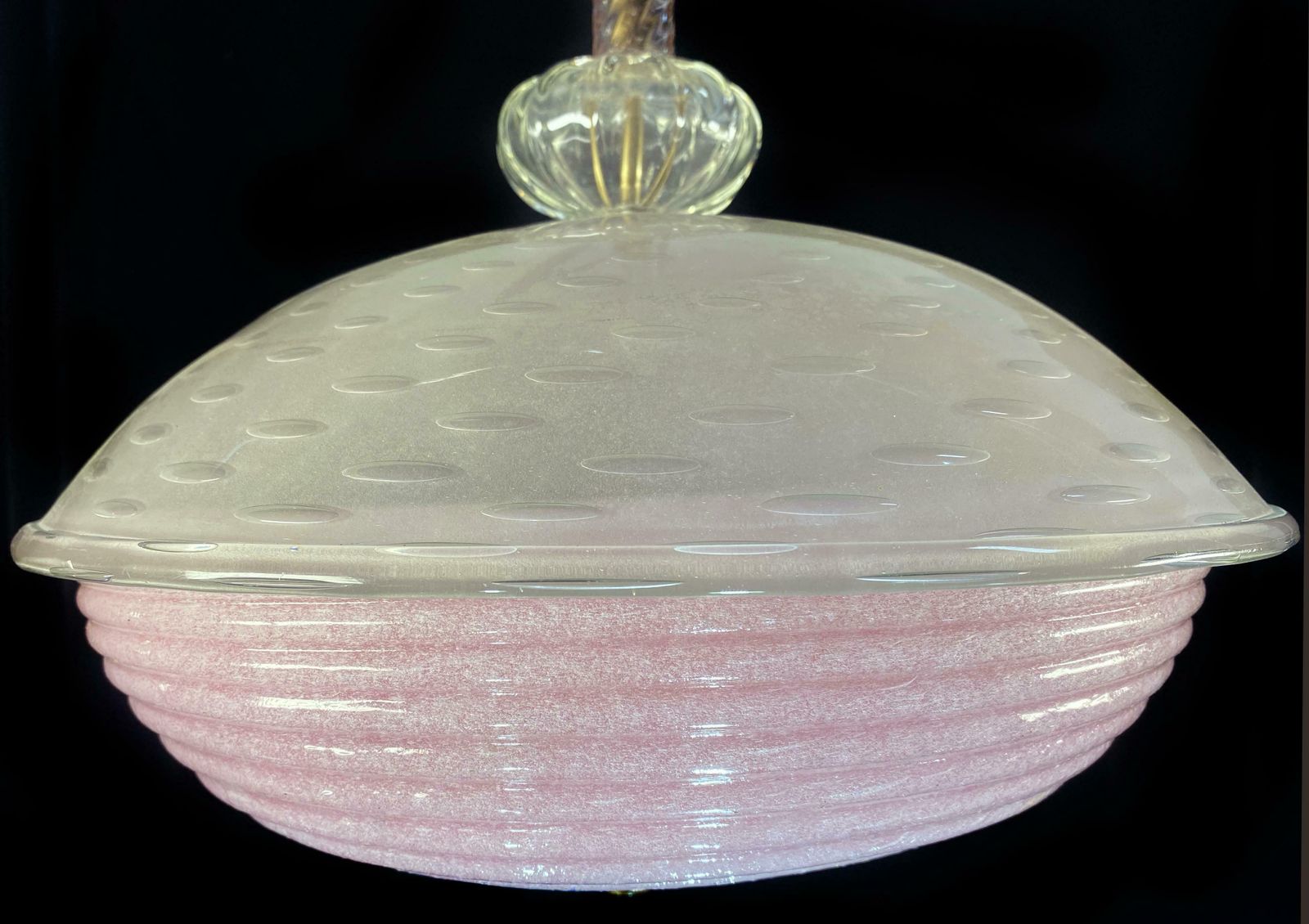 Charming Pink Glass Lantern Chandelier By Barovier And Toso Murano 1940 photo vintage