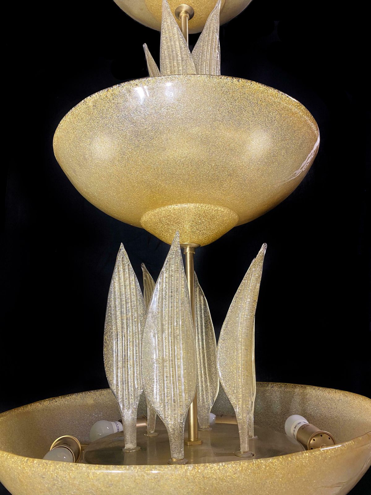 Amazing Murano Chandelier With Gold Inclusions, 1990s photo for sale