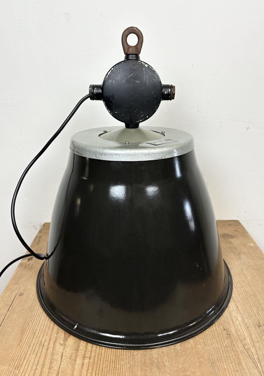 photo buy Industrial Black Enamel Factory Pendant Lamp, 1960s, 27x