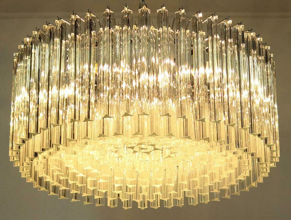Triedri Glass Chandelier, 265 Trasparent Prism, Murano photo 5492.0