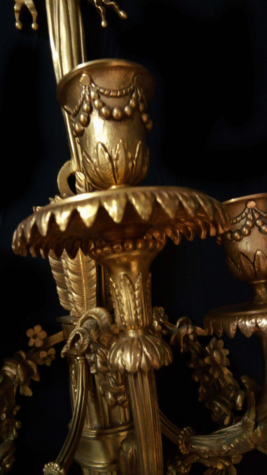 photo for sale Pair Of Louis XVI Gilded Golden Gilded Bronze Sconces With Five Lights