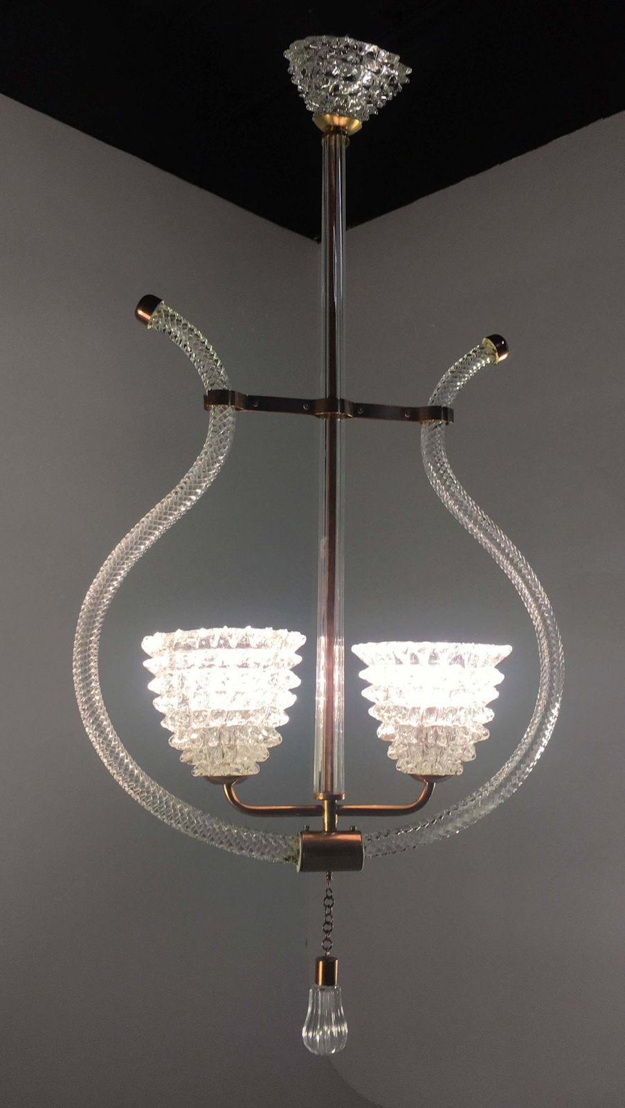 Charming Italian Chandelier By Ercole Barovier Murano 1940 photo for sale