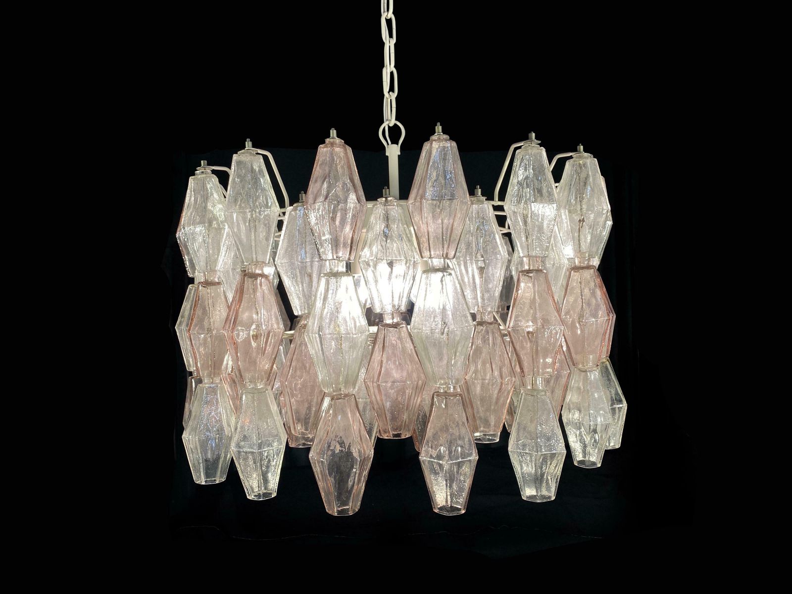 Pair Of Original Poliedri Chandelier By Carlo Scarpa For Venini Murano 1960s photo 12922.0