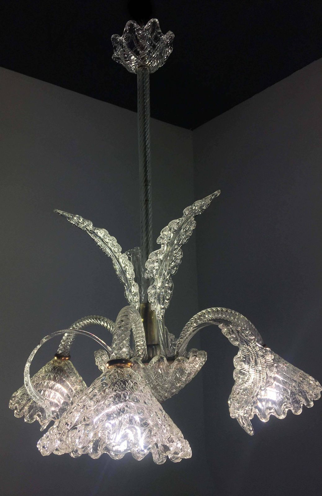 Italian Chandelier By Ercole Barovier, Murano, 1940 photo vinterior