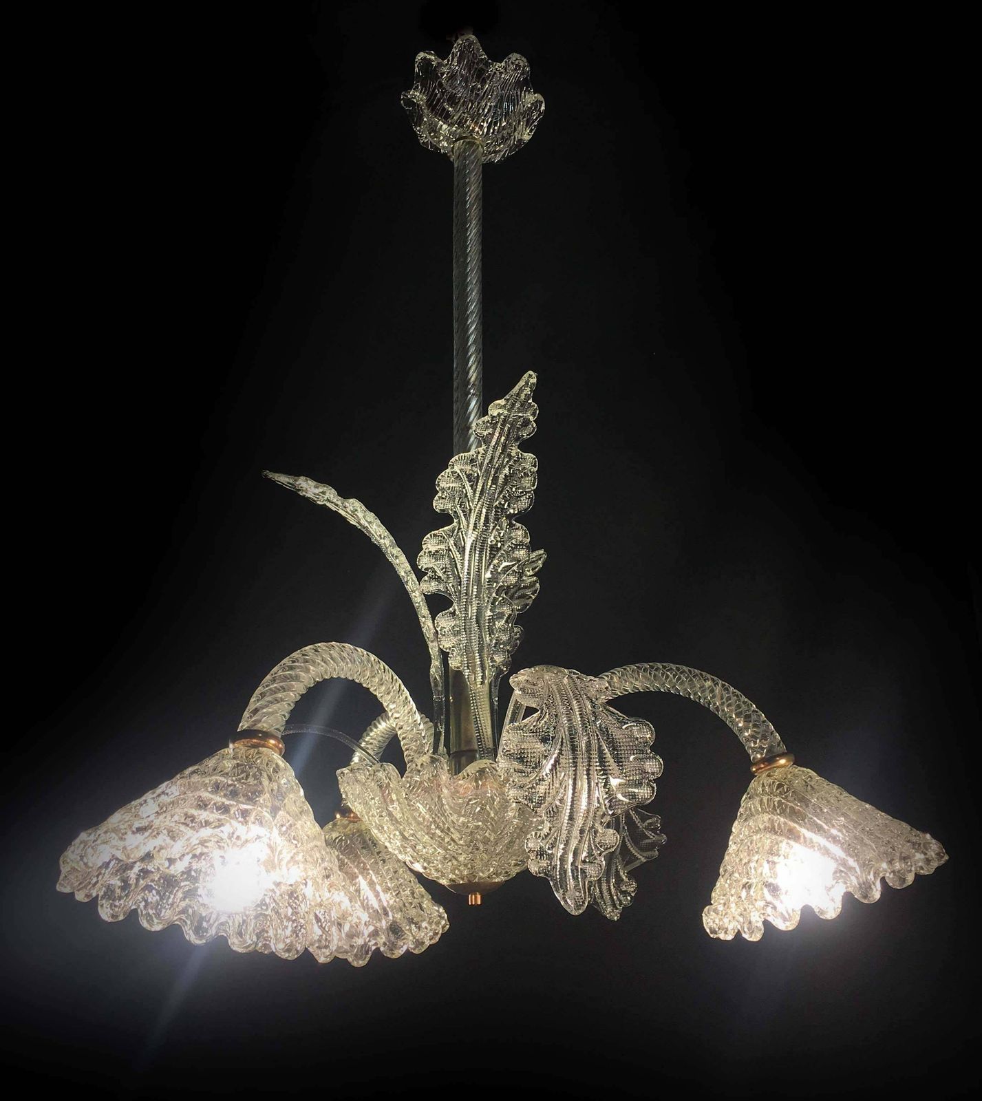 Lighting Italian Chandelier By Ercole Barovier, Murano, 1940 photo