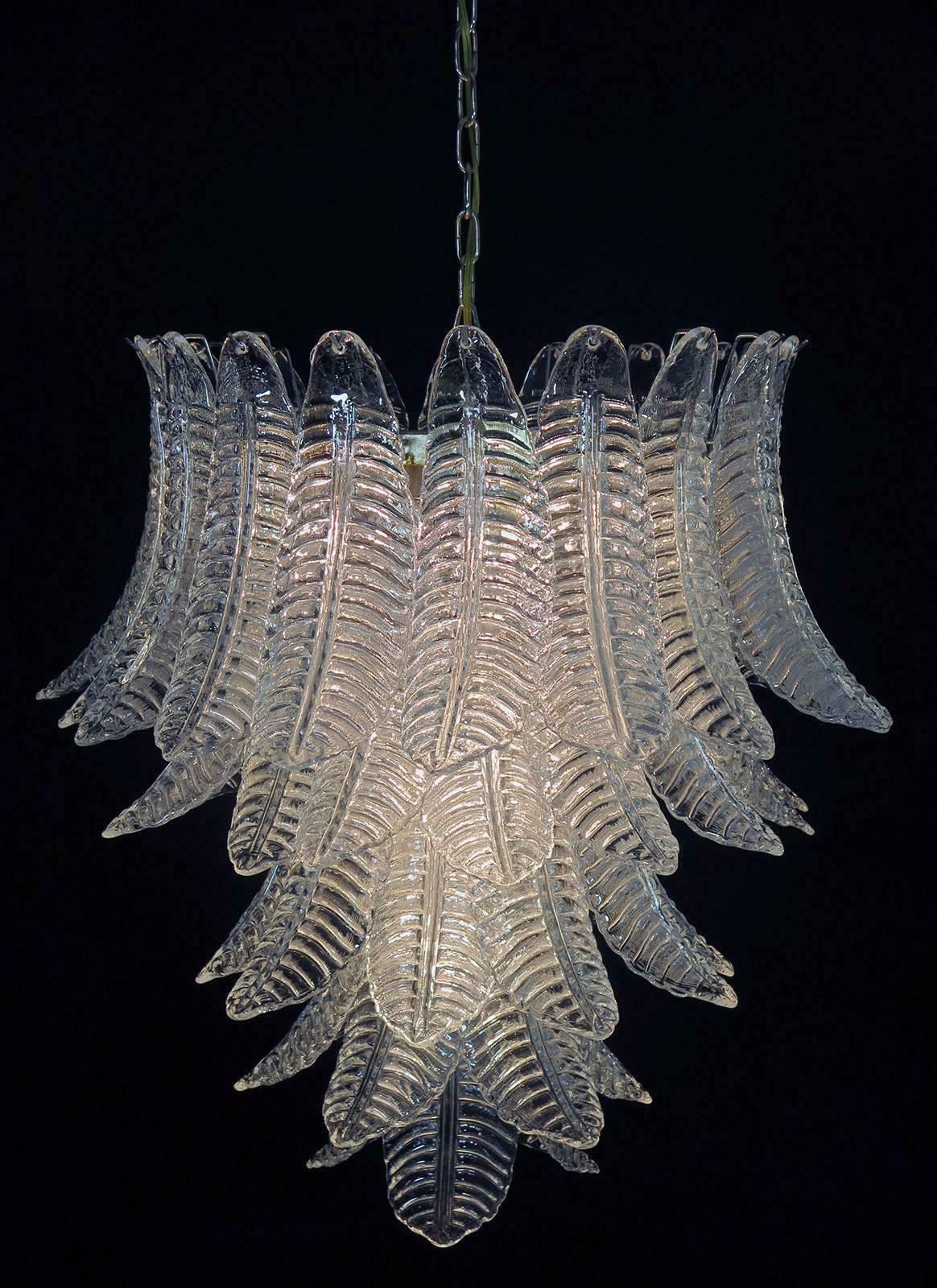 Pair Of Italian Leaves Chandeliers  Barovier And Toso Style  Murano photo vinterior