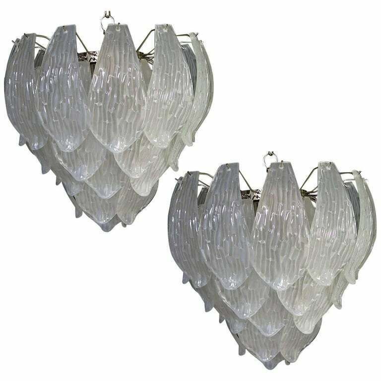 Pair Of Italian Petals Chandeliers, Murano photo furniture