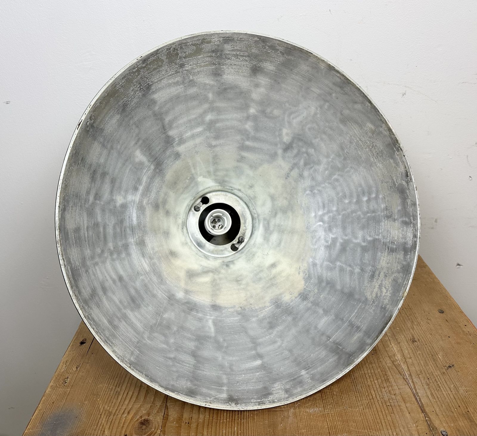 Lighting Grey Industrial Aluminium Pendant Lamp From Polam Wilkasy, 1960s, 2x photo