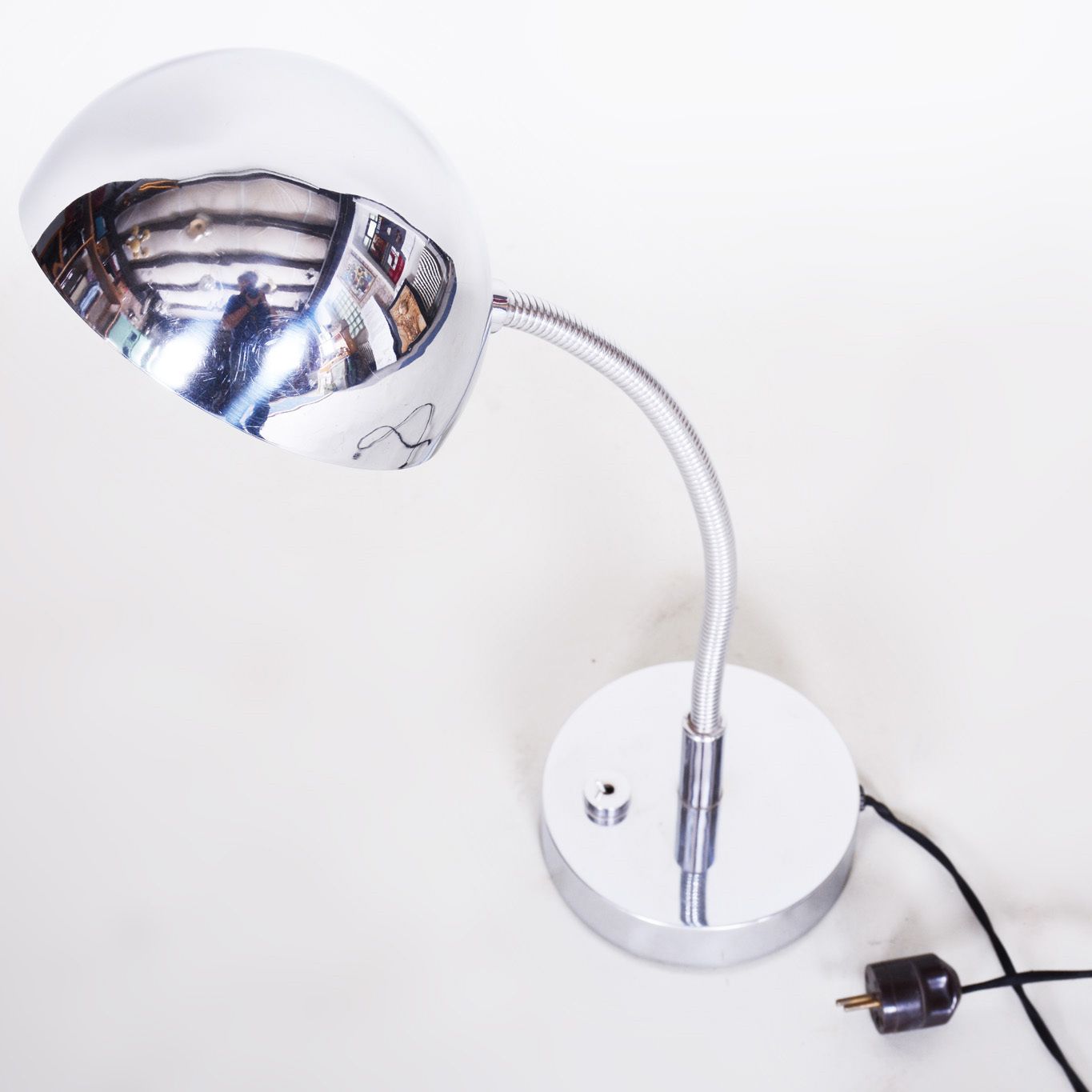 photo for sale Chrome Bauhaus Table Lamp, Newly Electrified, Designer M. Prokop, Czechia,1920s
