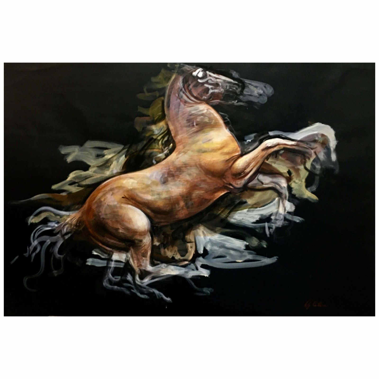 Horse On Black Sky Pencil Fat By Giuseppe Colin 1990