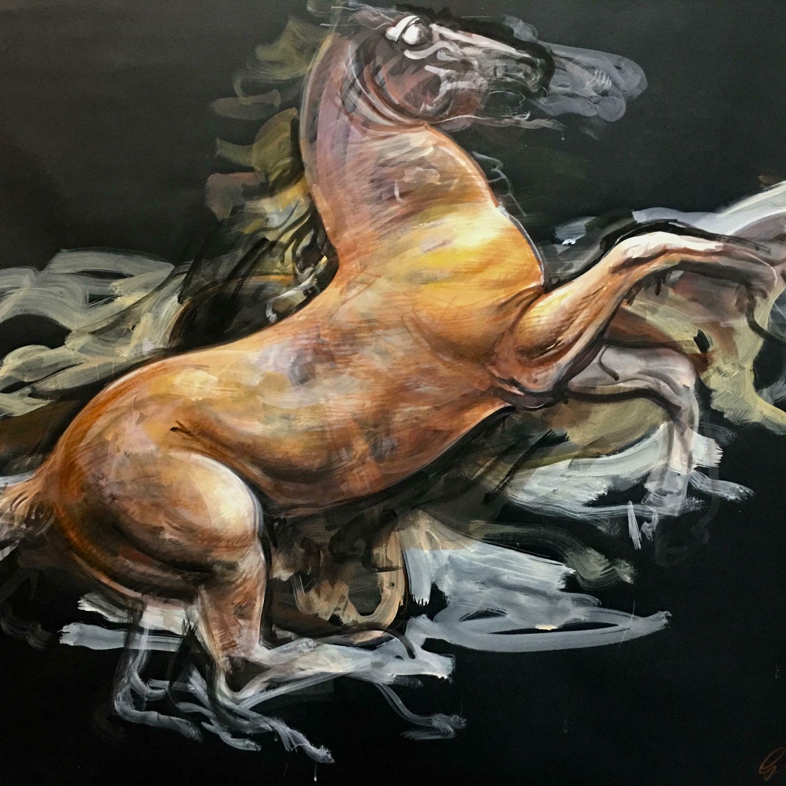 Horse On Black Sky Pencil Fat By Giuseppe Colin 1990 photo furniture