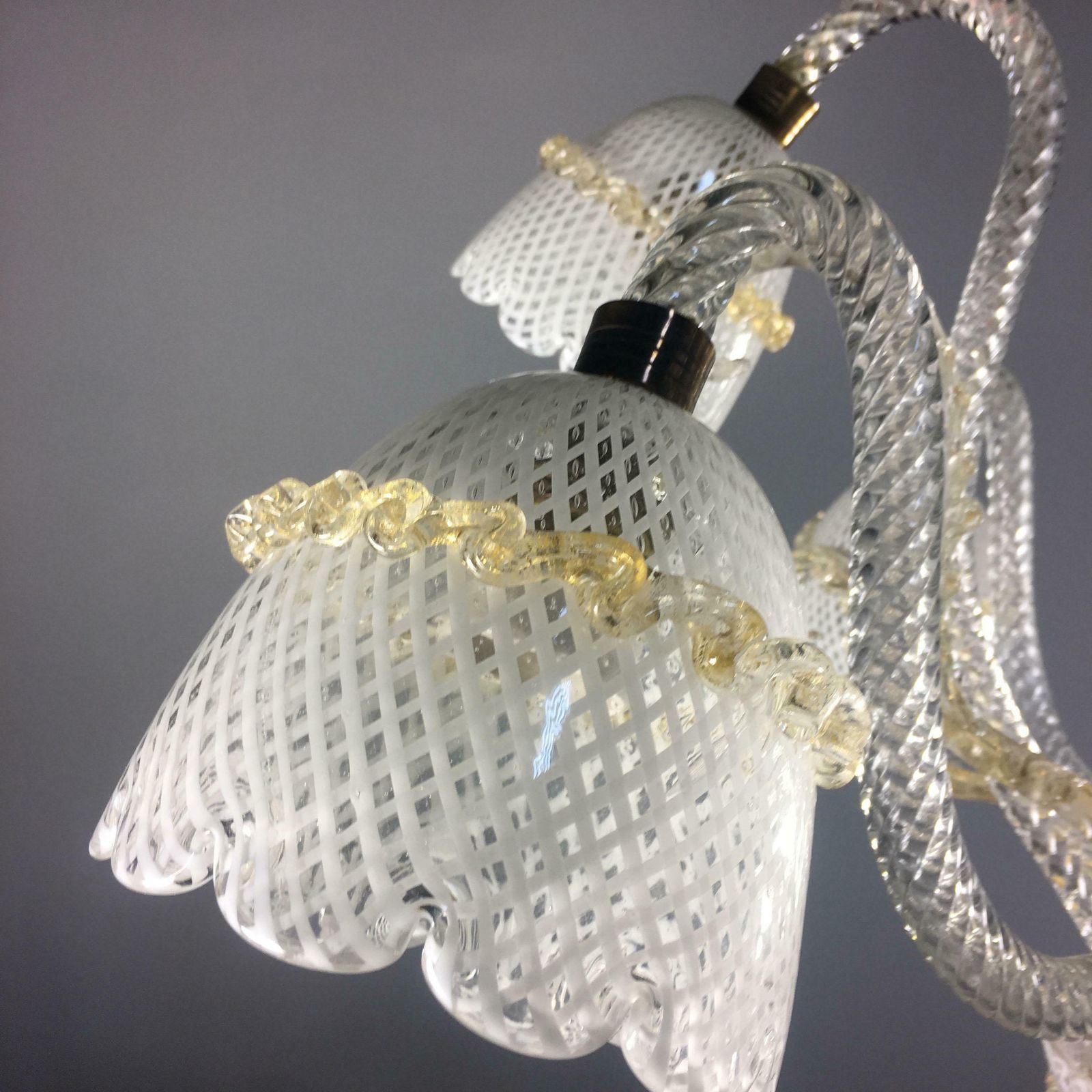 Chandelier "Reticello" Gold Inclusions Attributed To Seguso. Murano, 1940 photo 5653.0