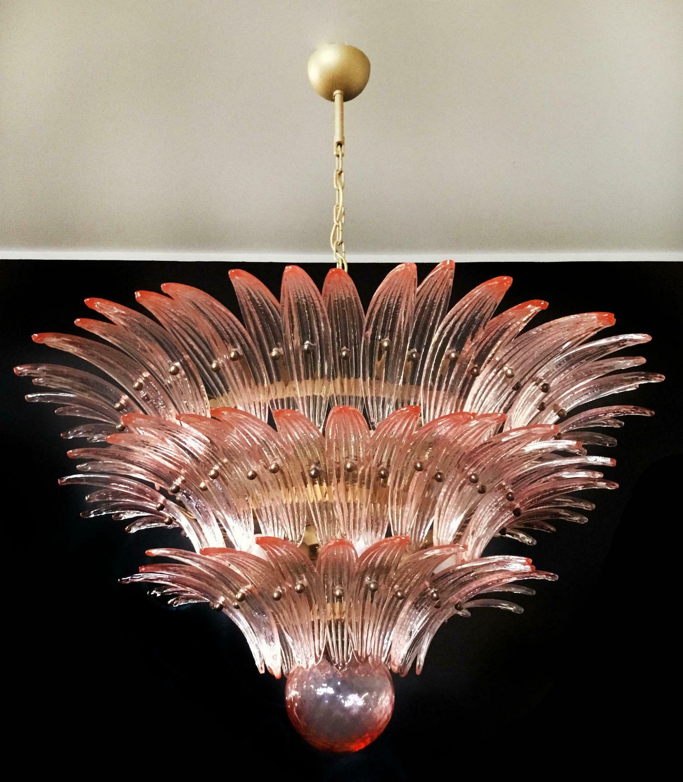 Pair Of Spectacular Pink Glass Chandeliers. Murano photo buy