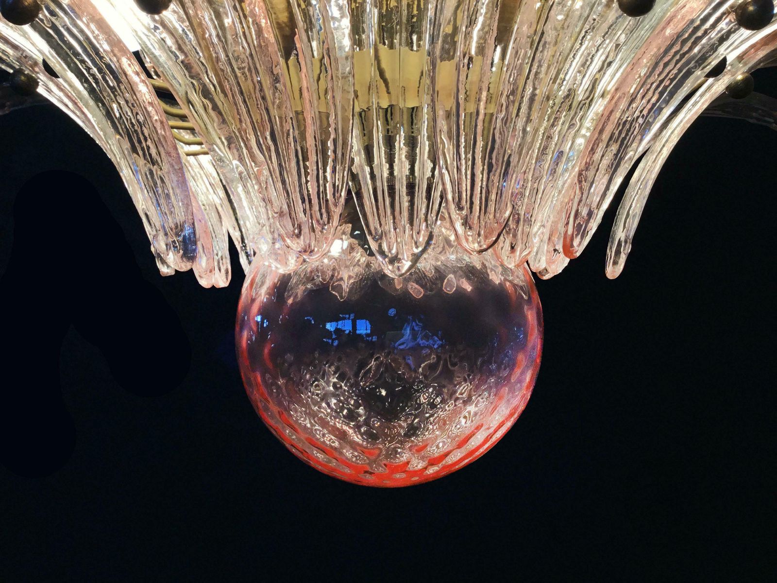 photo for sale Pair Of Spectacular Pink Glass Chandeliers. Murano