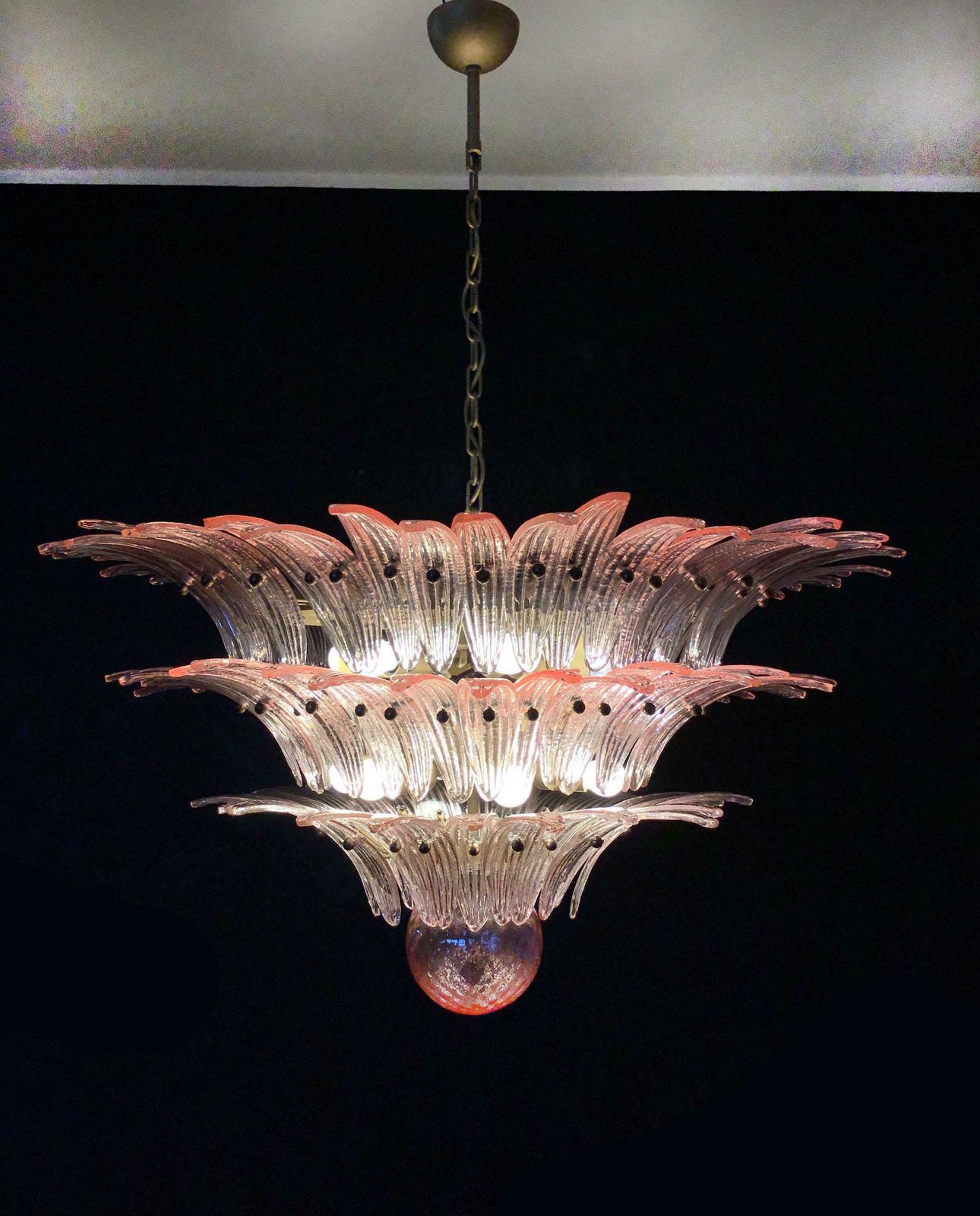 4846.0 Pair Of Spectacular Pink Glass Chandeliers. Murano photo