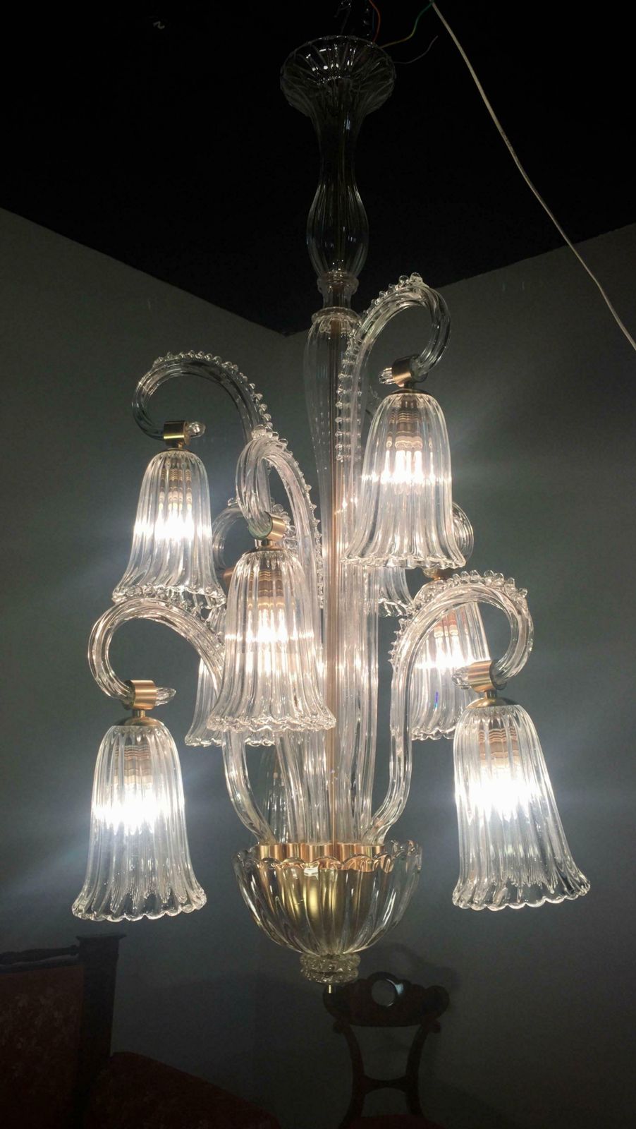 photo for sale Charming Italian Chandelier By Ercole Barovier, Murano, 1940s