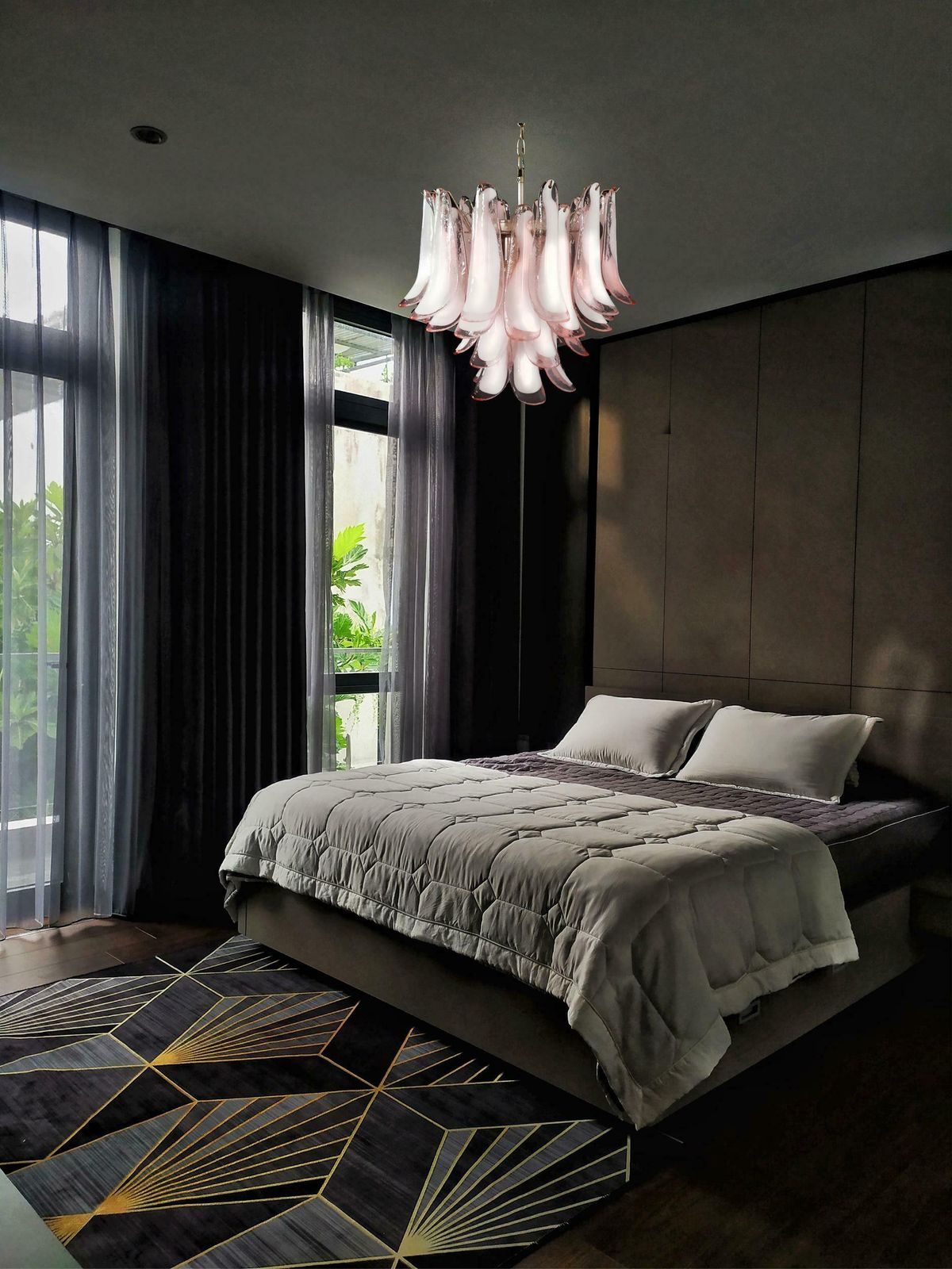 Italian 36 Pink And White Petals Chandelier, Murano photo furniture
