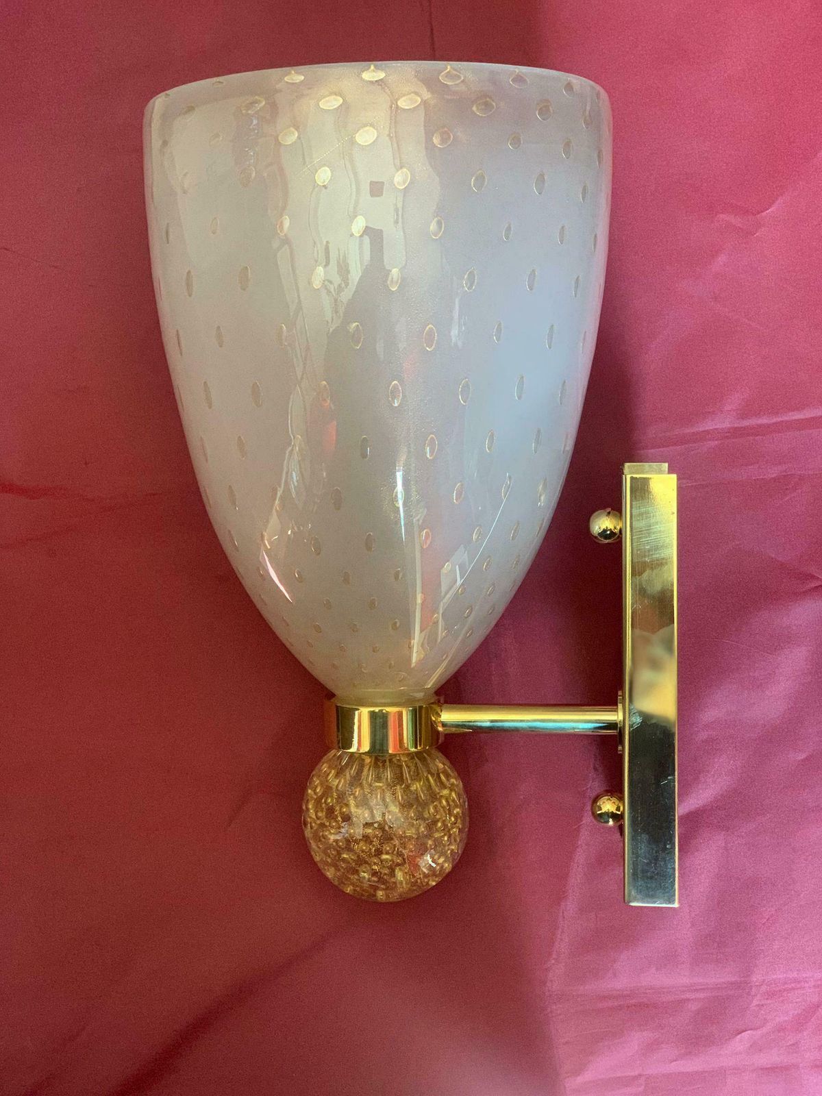 Luxurious Pair Of Wall Lamps By Barovier & Toso, Murano, 1960s photo for sale
