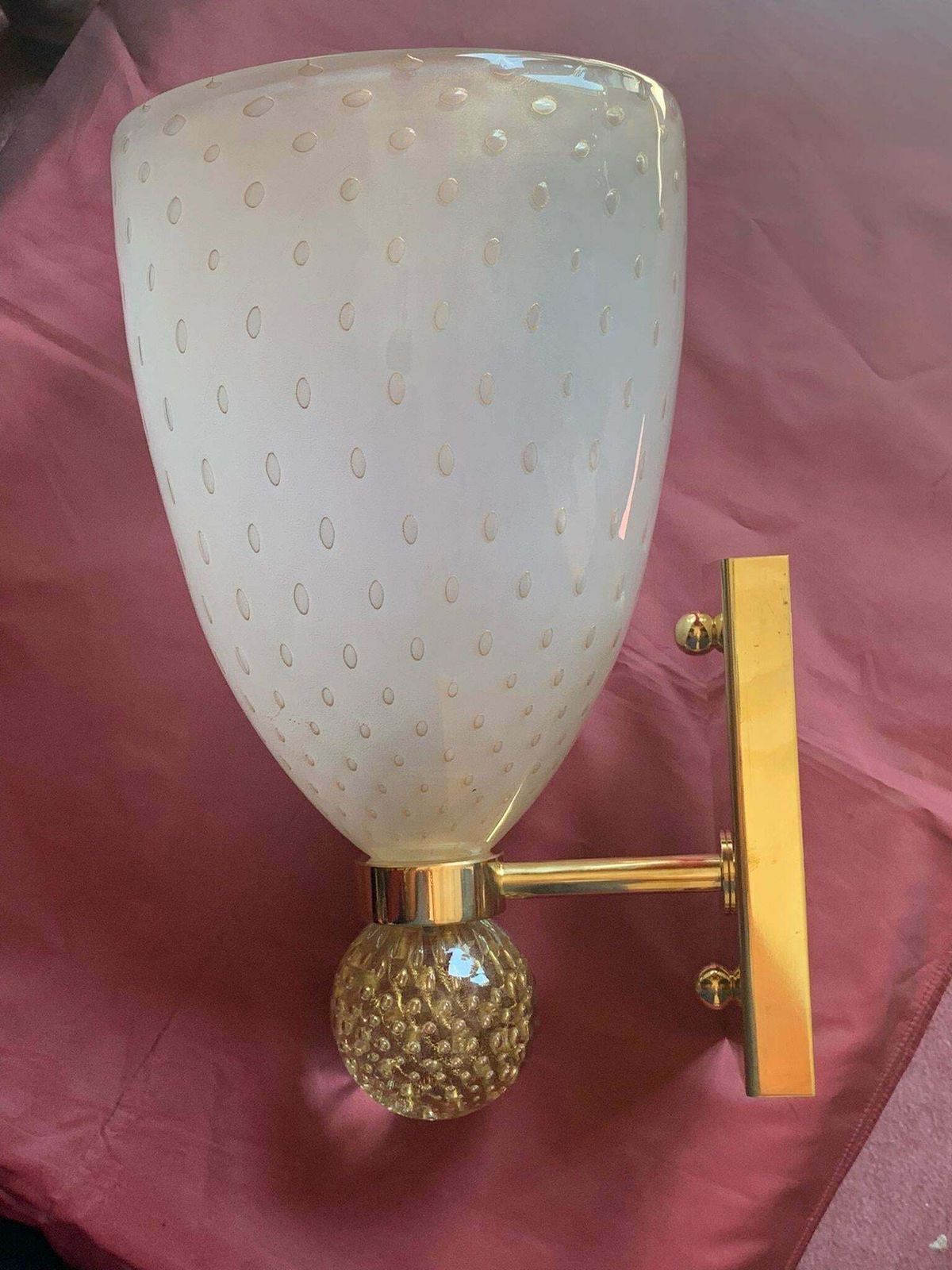 Luxurious Pair Of Wall Lamps By Barovier & Toso, Murano, 1960s photo vinterior