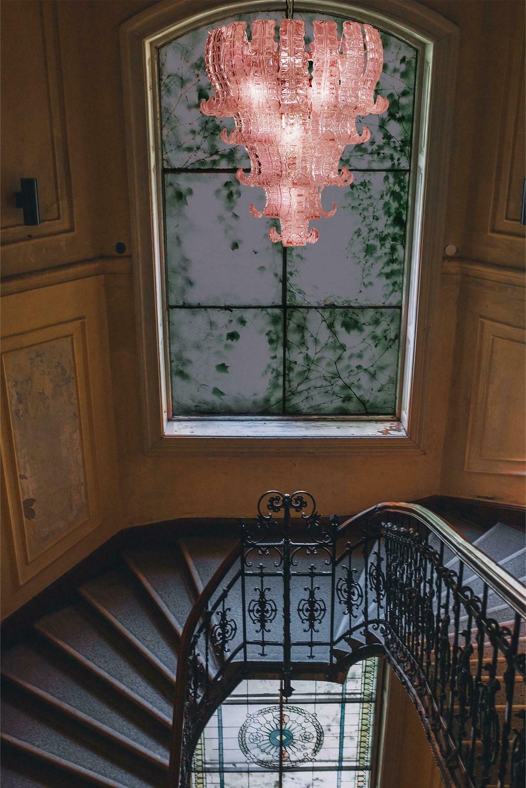 Pair Spectacular Venetian Six Tier Felci Glass Chandeliers. Murano photo 4200.0
