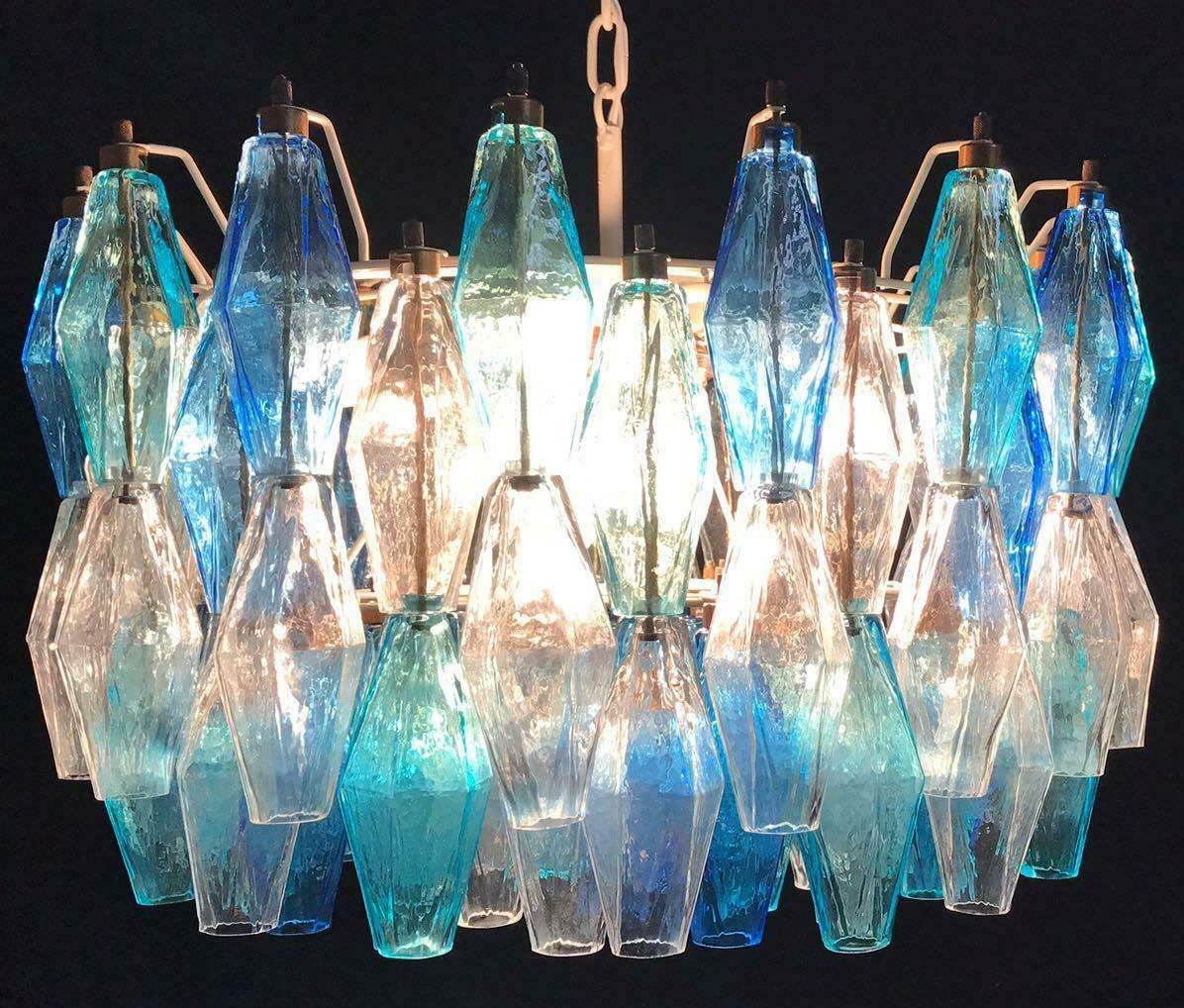 Pair Of Murano Poliedri Chandelier In The Style Of Carlo Scarpa photo vinterior