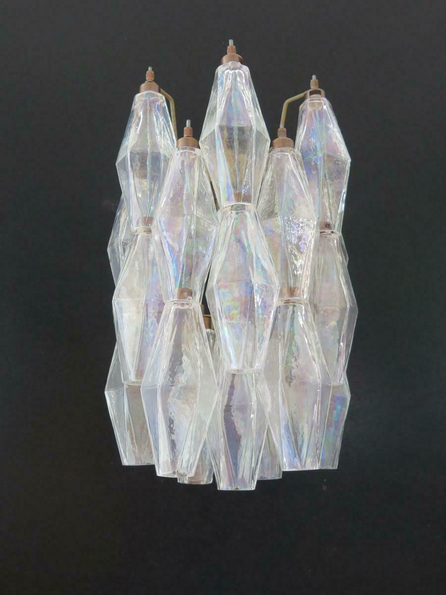 Set Of Six Sconces Iridescent Glass "Poliedri", Murano, 1970s photo furniture