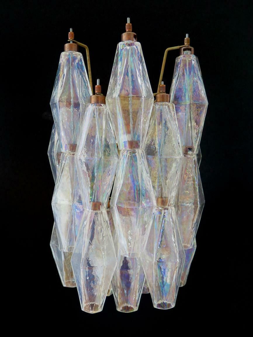 Set Of Six Sconces Iridescent Glass "Poliedri", Murano, 1970s photo 4039.0