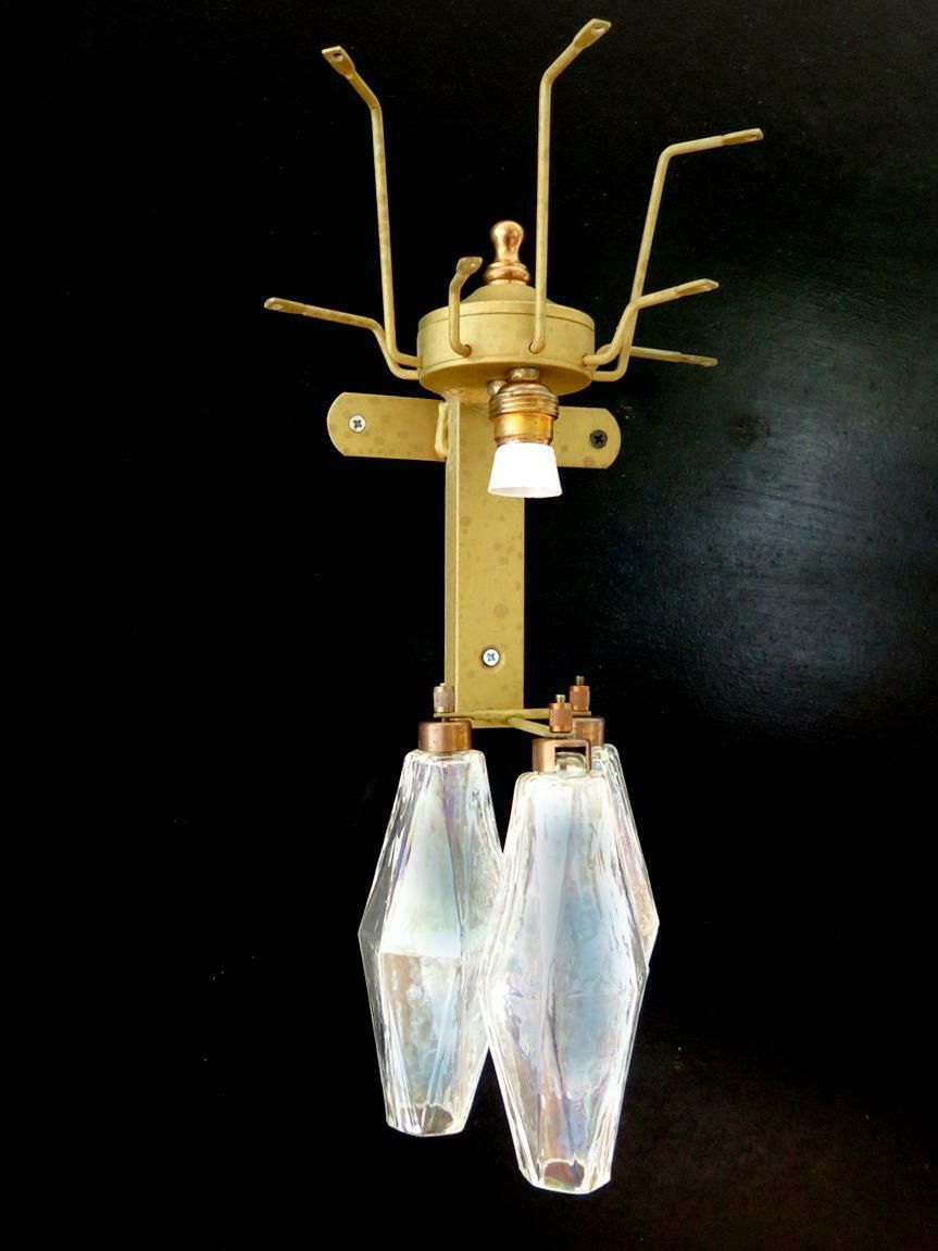 Set Of Six Sconces Iridescent Glass "Poliedri", Murano, 1970s photo vinterior