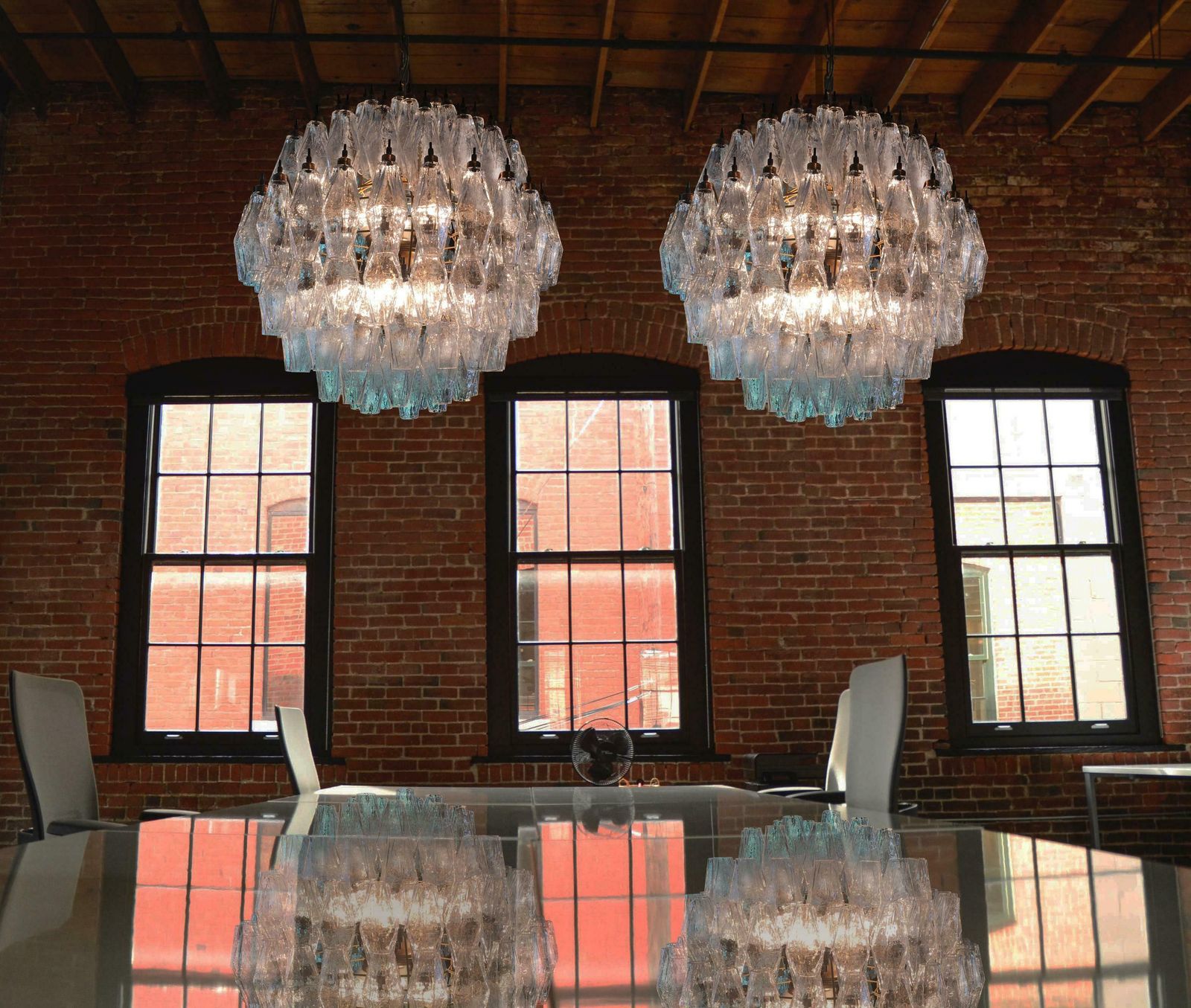 Spectacular Murano Poliedri Chandelier Carlo Scarpa Style, Murano