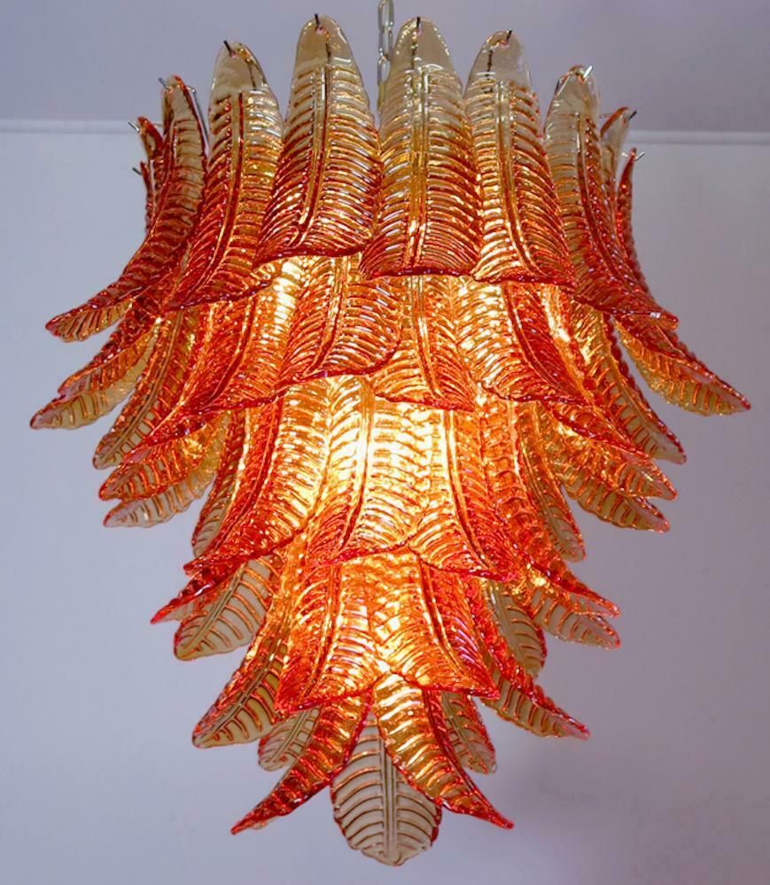 Lighting Italian Leaves Chandelier, Barovier & Toso Style, Murano photo