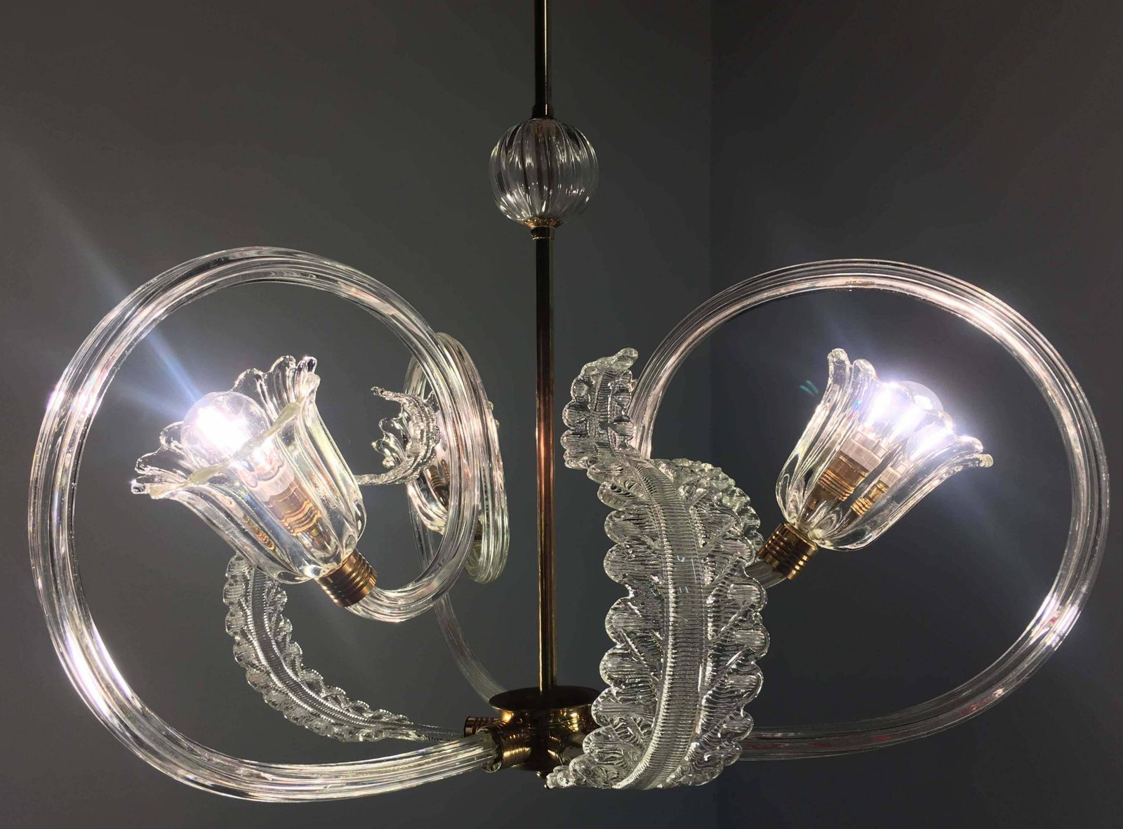 Charming Italian Chandelier By Barovier And Toso Murano 1940 photo furniture